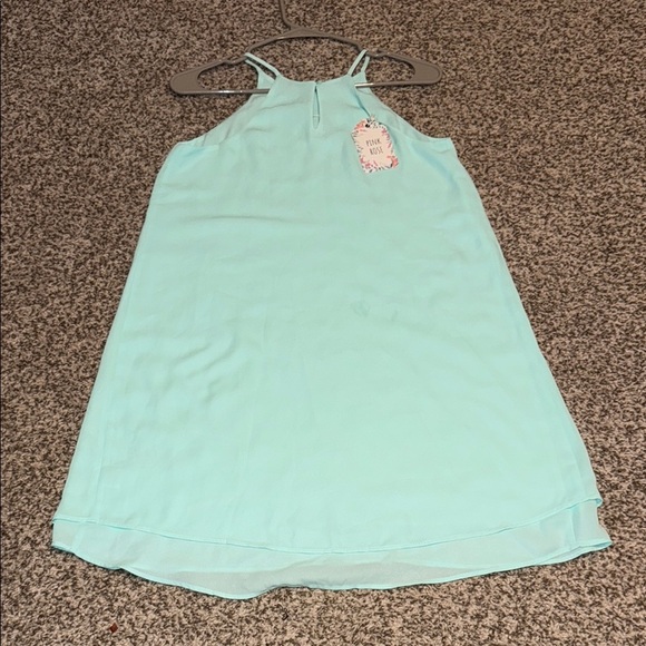 New Pink Rose Mint Green Mini Dress - Picture 2 of 4